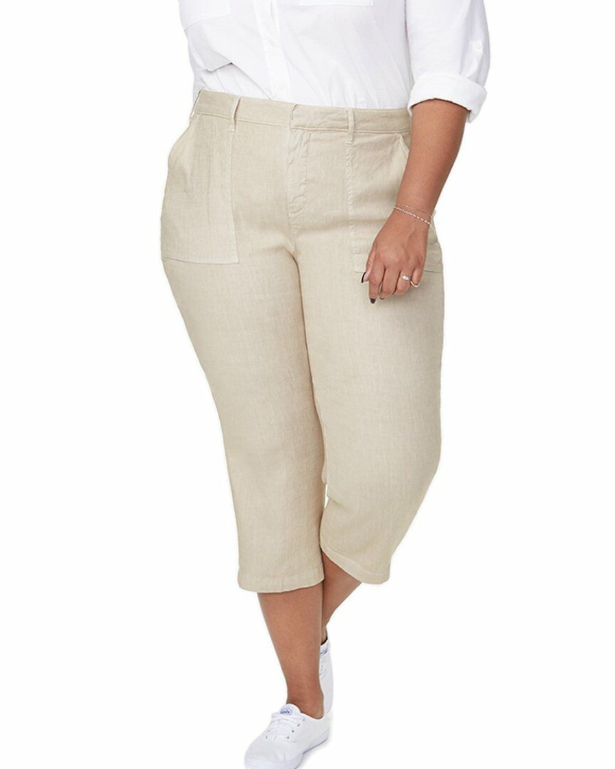 Jeans Nydj | Nydj Plus Linen-Blend Utility Capri Pant Women Jeans