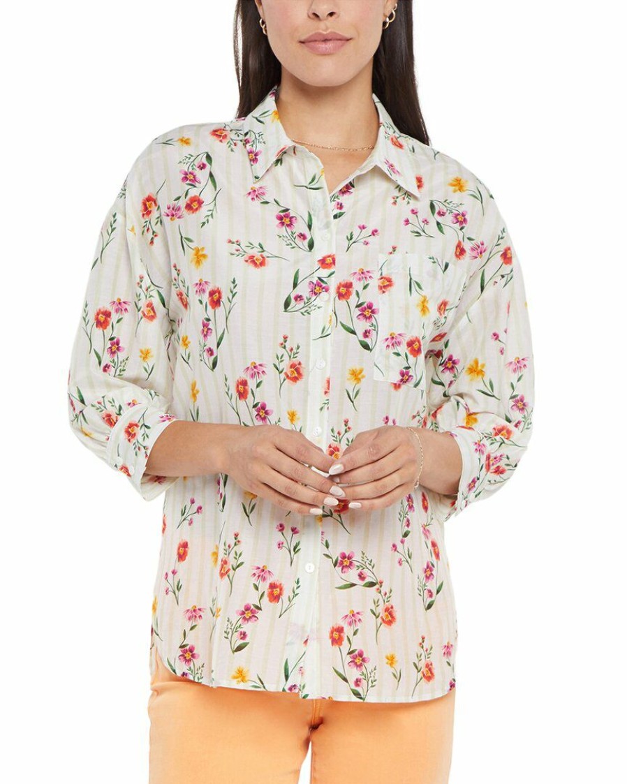 Tops Nydj | Nydj Zoey Silk-Blend Blouse Women Tops