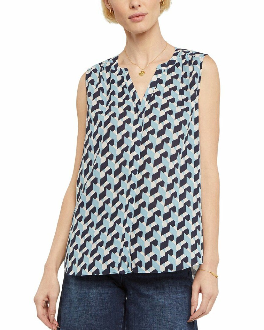 Tops Nydj | Nydj Sleeveless Pintuck Blouse Women Tops