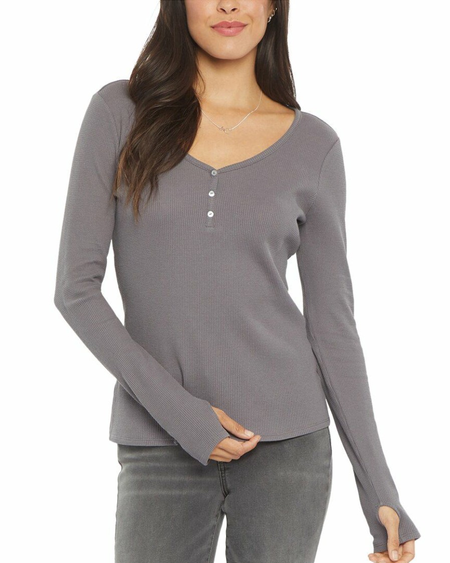 Sweaters & Knits Nydj | Nydj Fitted Henley Top Women Sweaters & Knits