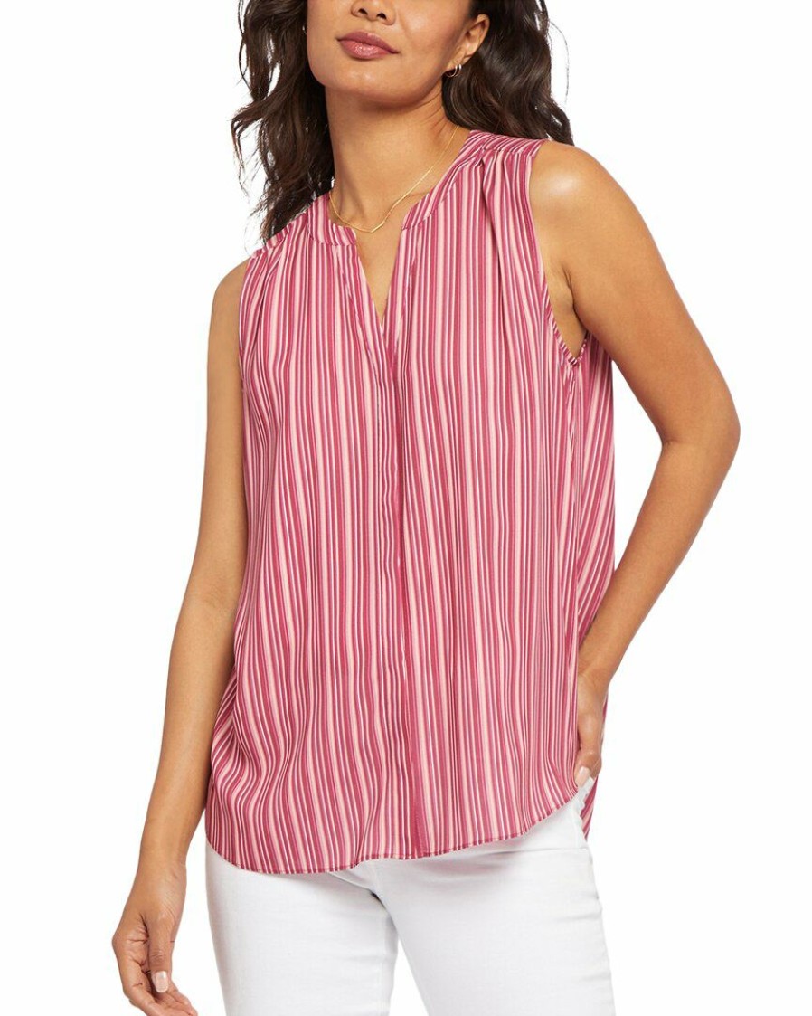 Tops Nydj | Nydj Sleeveless Pintuck Blouse Women Tops