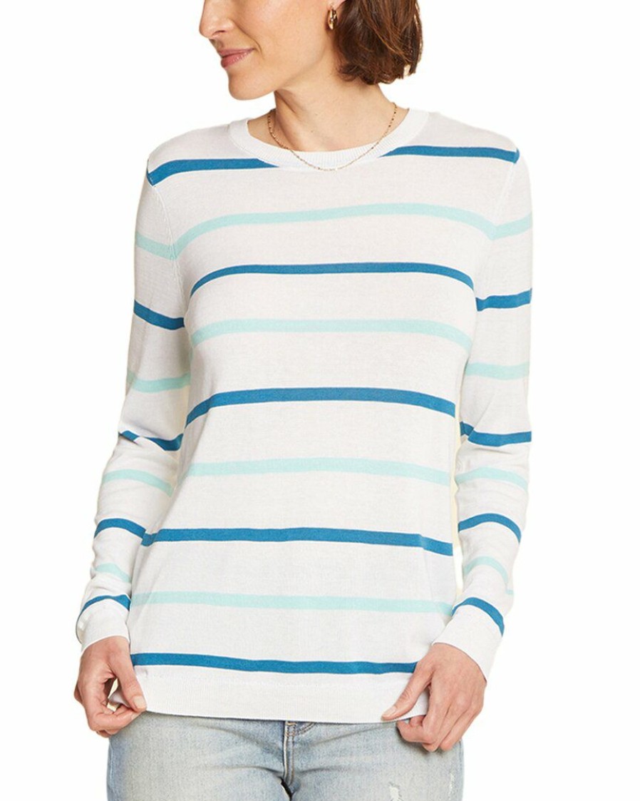 Sweaters & Knits Nydj | Nydj Striped Silk-Blend Sweater Women Sweaters & Knits