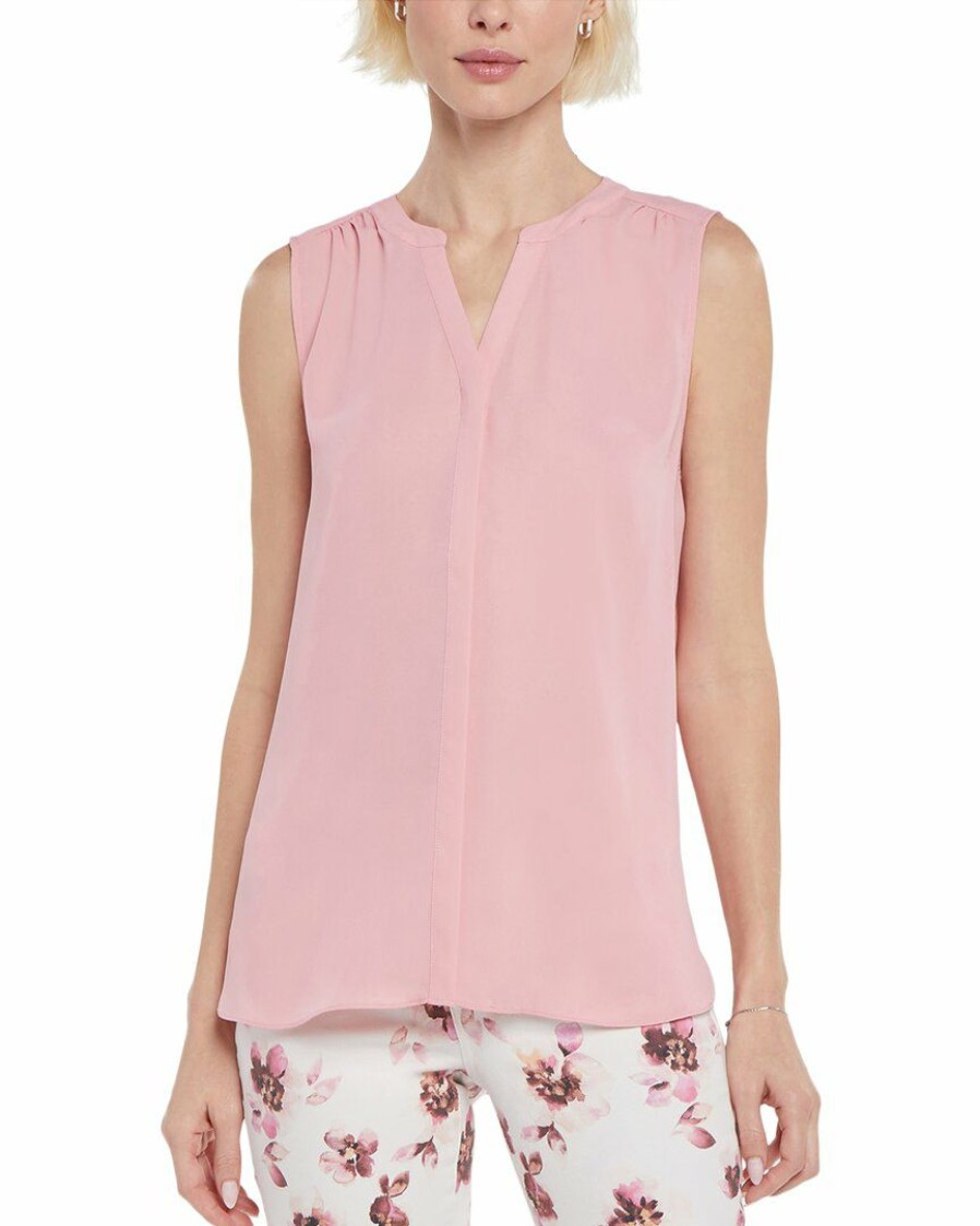 Tops Nydj | Nydj Sleeveless Pintuck Blouse Women Tops