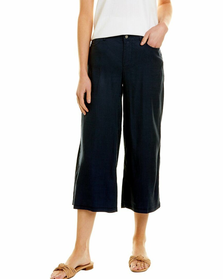 Jeans Nydj | Nydj Petite Cropped Wide Leg Linen-Blend Pant Women Jeans